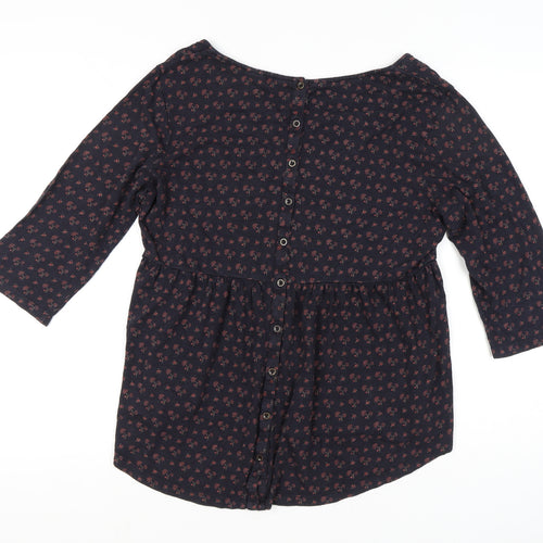 FatFace Women's Black Floral Tunic Blouse Size 16
