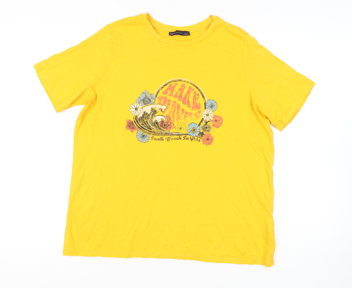 Marks and Spencer Yellow Women's T-Shirt Size 16