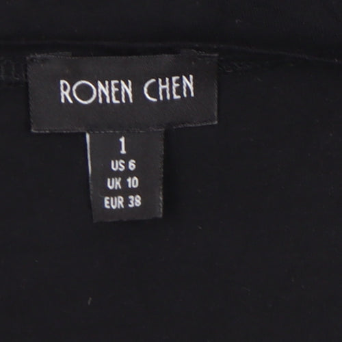 Ronen Chen Women's Black V-Neck Sleeveless Wrap Top