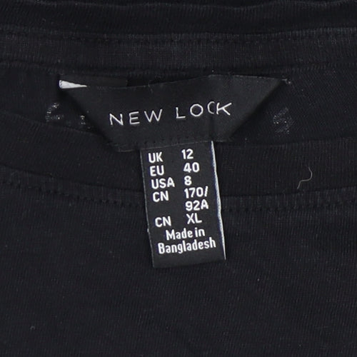 New Look Women's Black T-Shirt UK 12