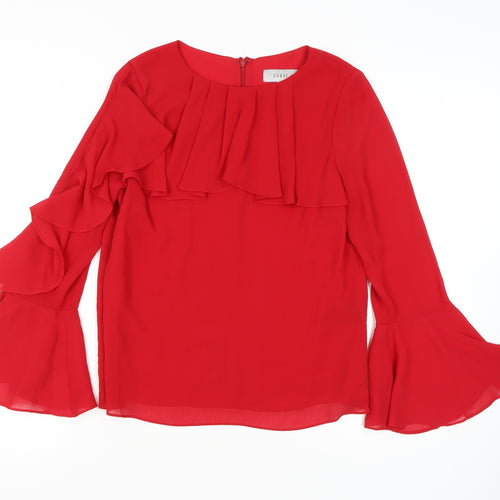 Coast Women's Red Ruffle Blouse UK 12