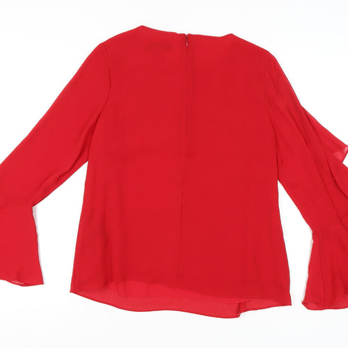 Coast Women's Red Ruffle Blouse UK 12
