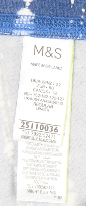 Marks and Spencer Women's Blue Striped Trousers, Size 22