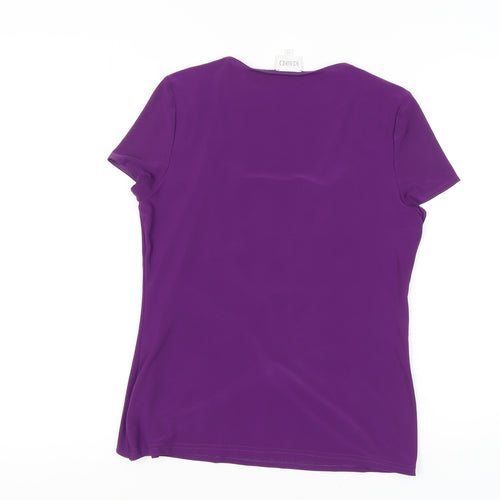 Kaliko Women's Purple Beaded V-Neck T-Shirt Size 14