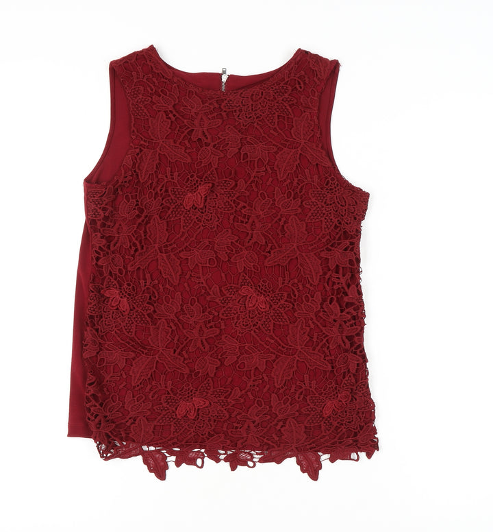 Warehouse Women's Red Lace Camisole Blouse Size 10
