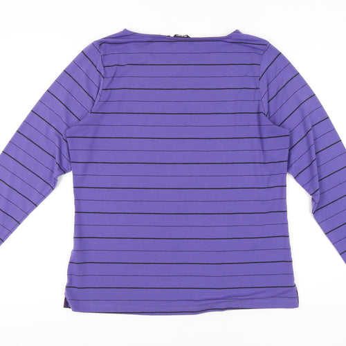 Rohan Women's Purple Striped Long Sleeve Top - Size 16