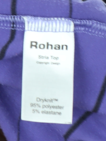 Rohan Women's Purple Striped Long Sleeve Top - Size 16
