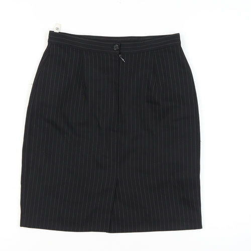 Next Women's Black Pinstripe Pencil Skirt Size 10