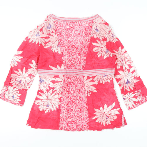 Marks and Spencer Pink Floral 3/4 Sleeve Blouse - Size 8
