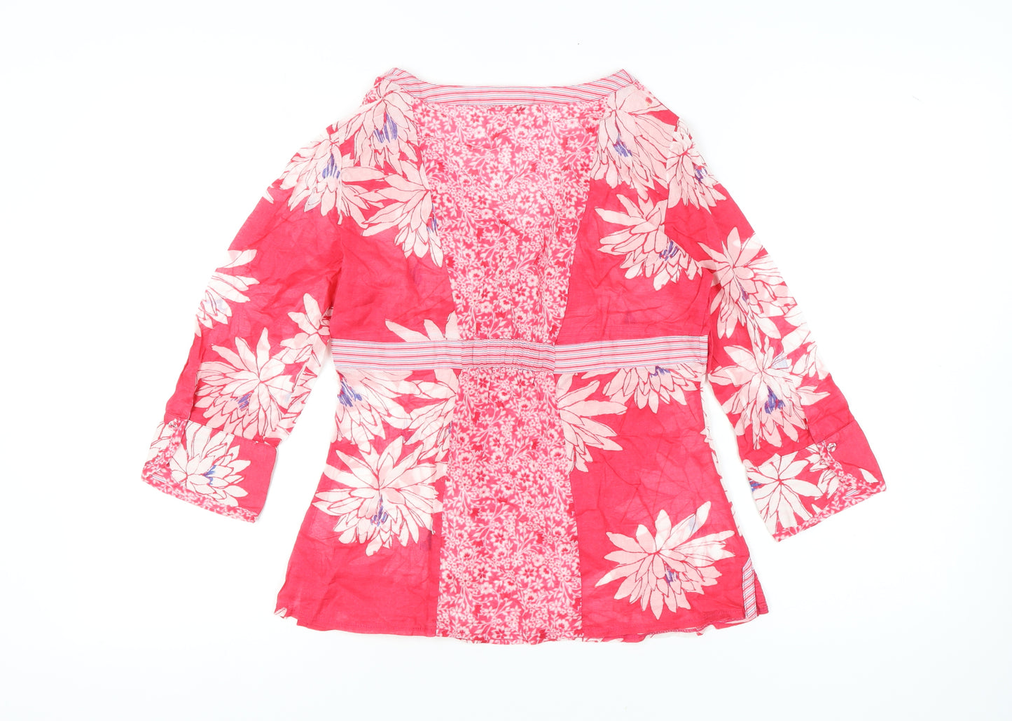 Marks and Spencer Pink Floral 3/4 Sleeve Blouse - Size 8