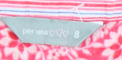 Marks and Spencer Pink Floral 3/4 Sleeve Blouse - Size 8