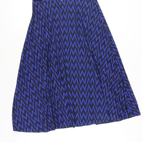 Marks and Spencer Women's Blue Pleated Midi Skirt, Size 8