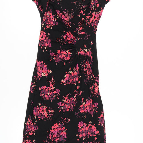 Marks and Spencer Women's Black Floral Sheath Dress Size 10