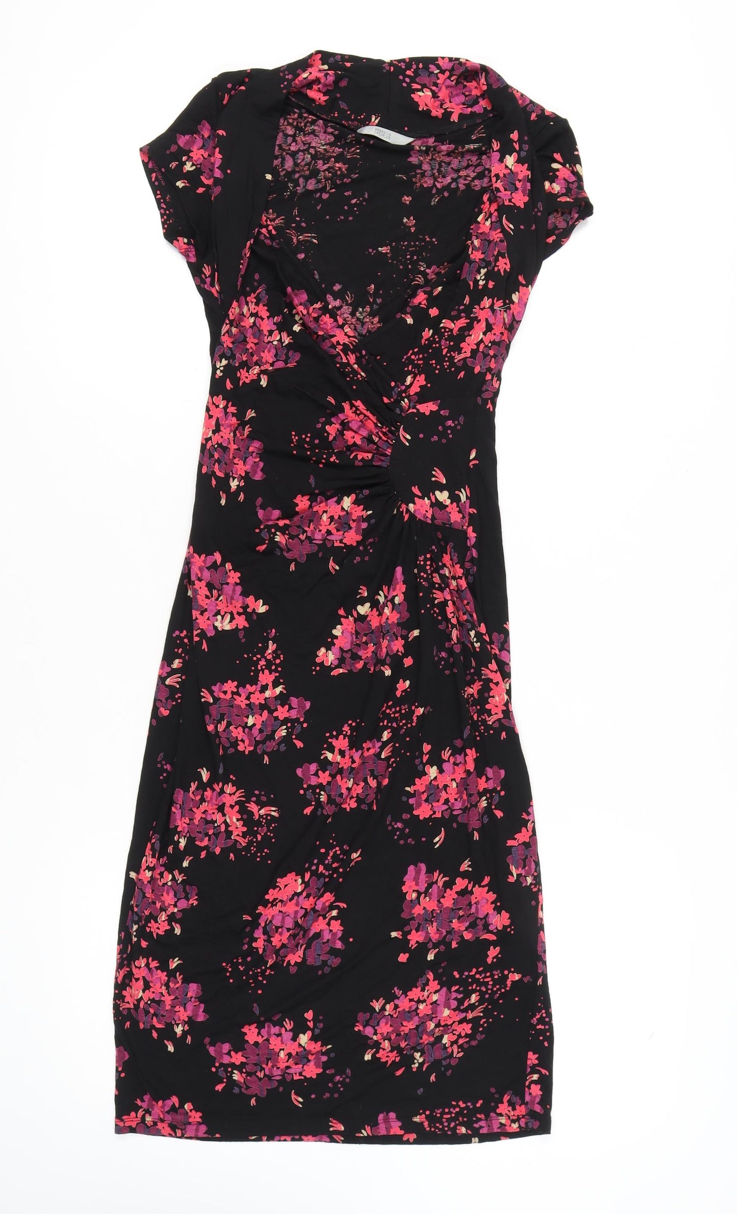Marks and Spencer Women's Black Floral Sheath Dress Size 10