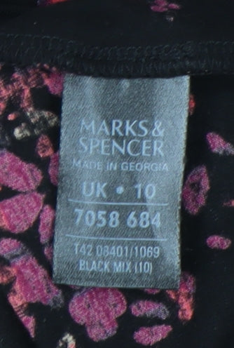 Marks and Spencer Women's Black Floral Sheath Dress Size 10