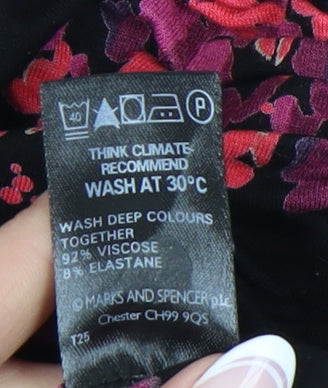 Marks and Spencer Women's Black Floral Sheath Dress Size 10