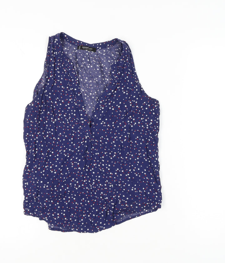 Mango Women's Blue Star Print Sleeveless Blouse