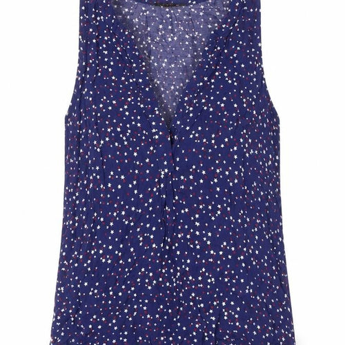 Mango Women's Blue Star Print Sleeveless Blouse