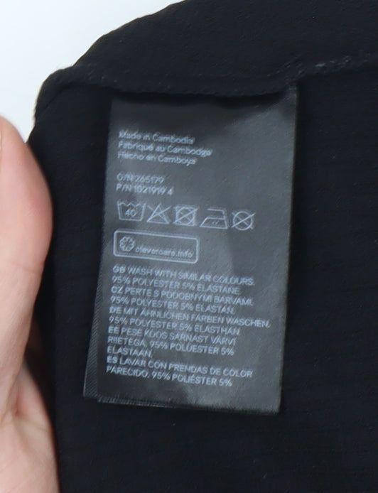 H&M Women's Black Cropped Zip High Neck Top