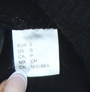 H&M Women's Black Cropped Zip High Neck Top