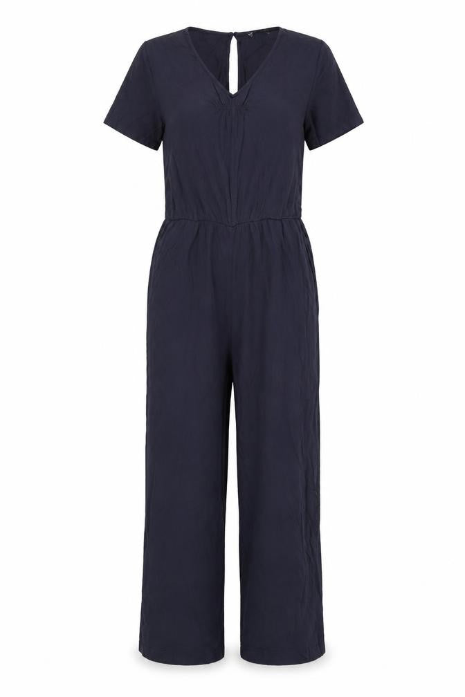 Front view of ESPRIT Women's Blue L Jumpsuit, Viscose, Summer Casual