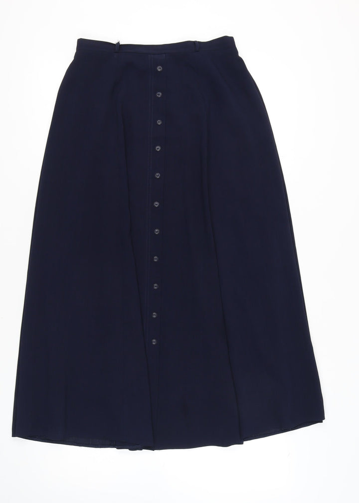 Nightingales Women's Blue A-Line Midi Skirt, Size 14