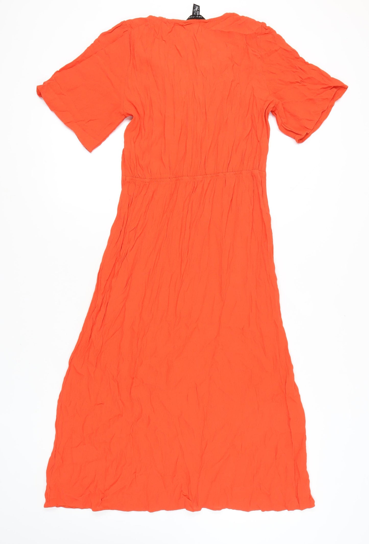 New Look Women's Orange V-Neck Dress UK 12