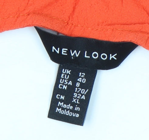 New Look Women's Orange V-Neck Dress UK 12