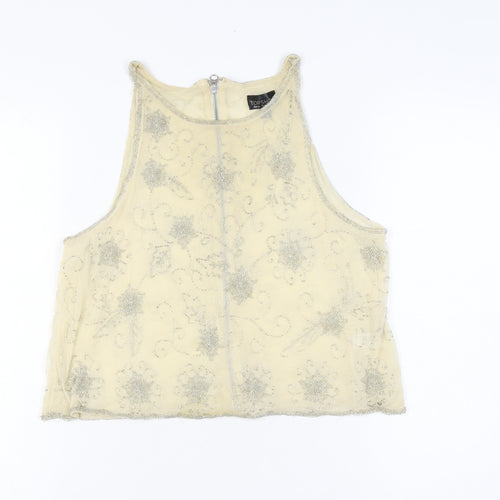 Topshop Women's Ivory Floral Embroidered Tank