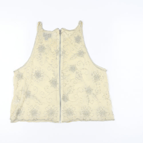Topshop Women's Ivory Floral Embroidered Tank