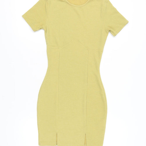 PrettyLittleThing Women's Yellow Bodycon Dress - Size 6