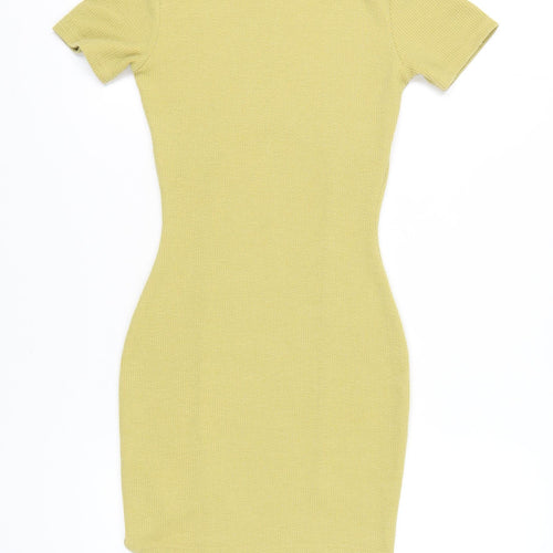 PrettyLittleThing Women's Yellow Bodycon Dress - Size 6