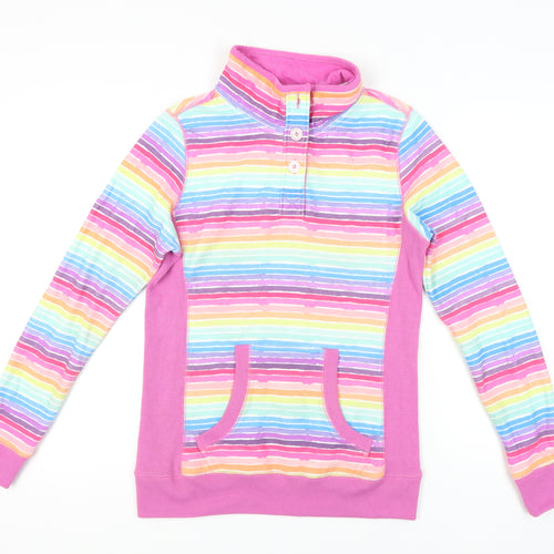Urban Beach Women's Multicoloured Striped Henley Sweatshirt Sz 12