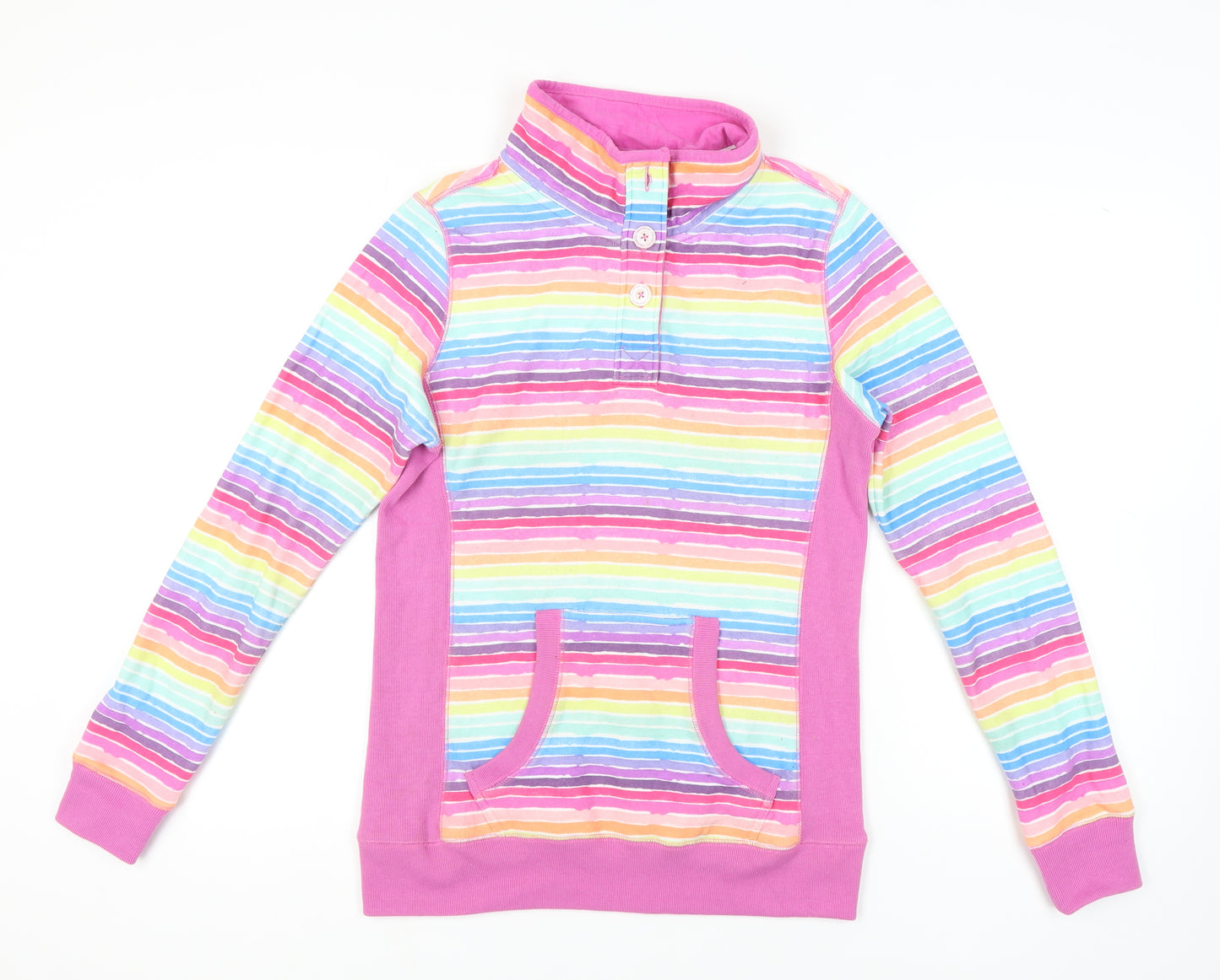 Urban Beach Women's Multicoloured Striped Henley Sweatshirt Sz 12
