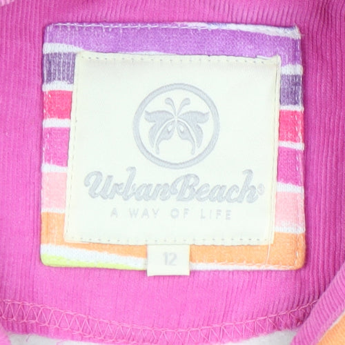 Urban Beach Women's Multicoloured Striped Henley Sweatshirt Sz 12