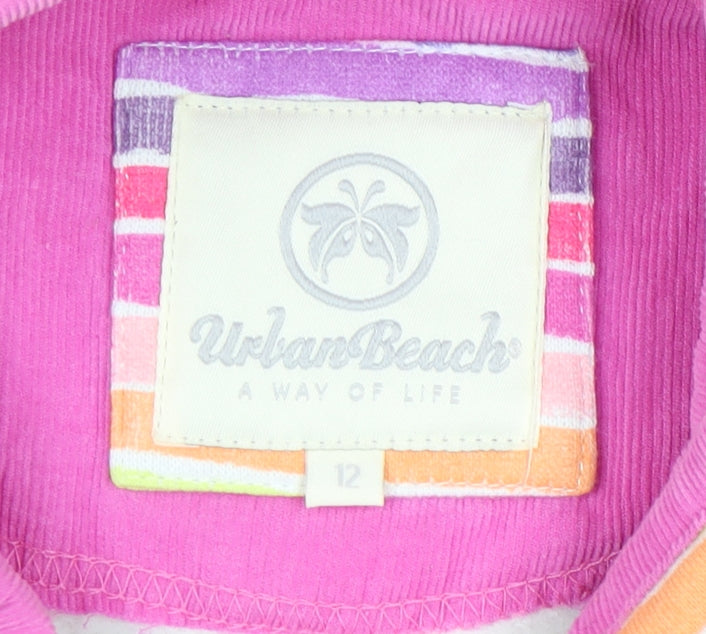 Urban Beach Women's Multicoloured Striped Henley Sweatshirt Sz 12