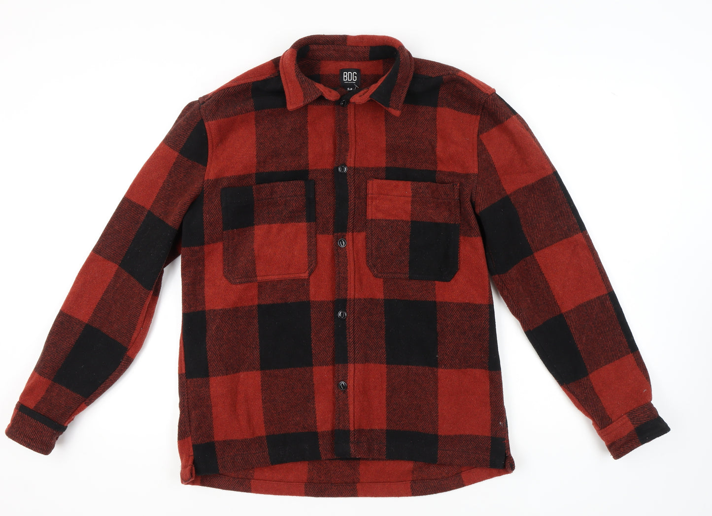 BDG Men's Red Black Plaid Basic Jacket S