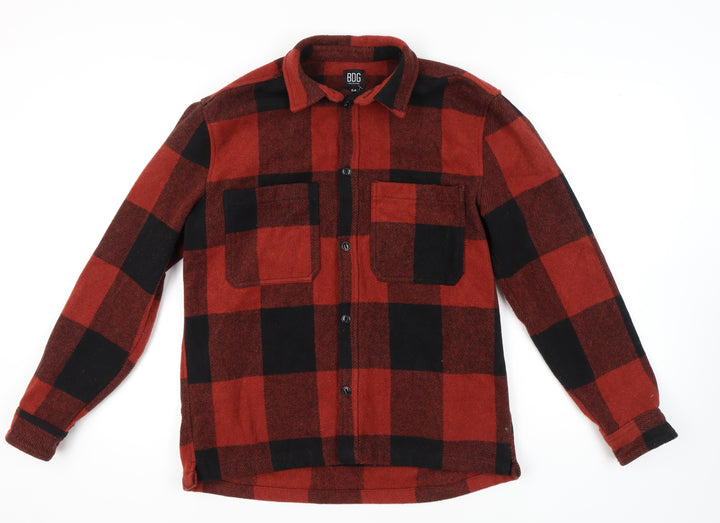 BDG Men's Red Black Plaid Basic Jacket S