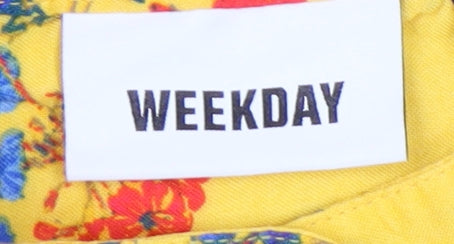 Weekday Women's Yellow Floral Collared Dress XS