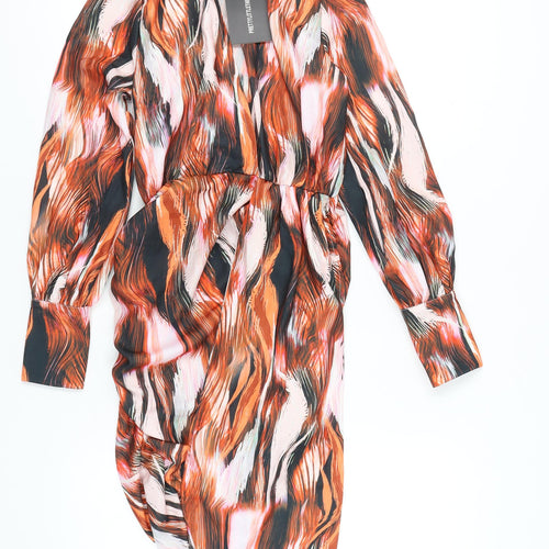 PrettyLittleThing Women's Multicoloured Asymmetric Shirt Dress Size 6