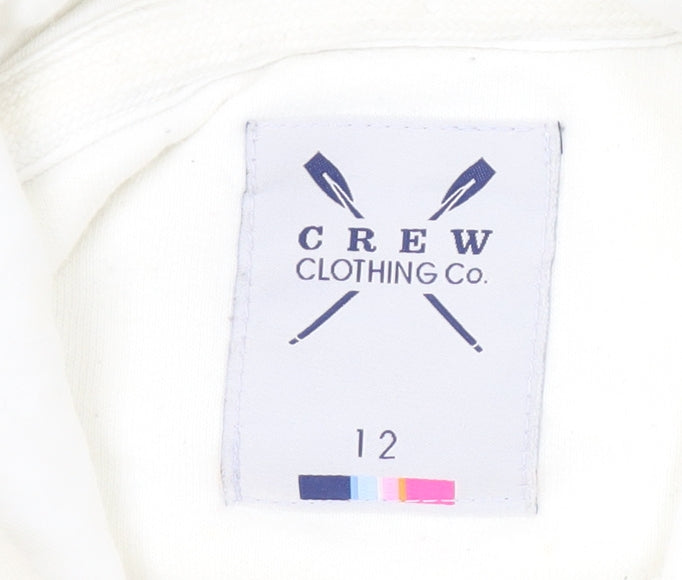 Crew Clothing Women's White Hoodie, Size 12, Casual Style