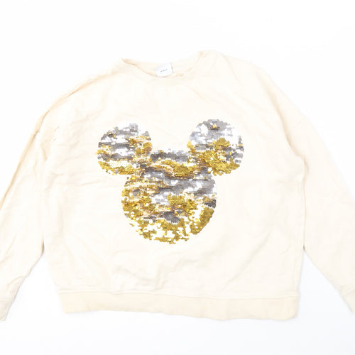 Disney Women's Beige Sequin Pullover Sweatshirt Size 12