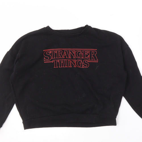 Netflix Stranger Things Black XS UK 6-8 Unisex Pullover Sweatshirt