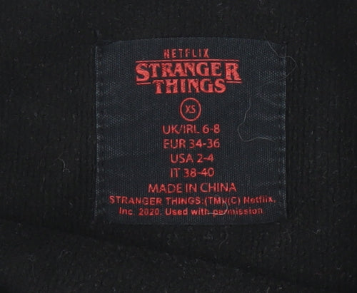 Netflix Stranger Things Black XS UK 6-8 Unisex Pullover Sweatshirt