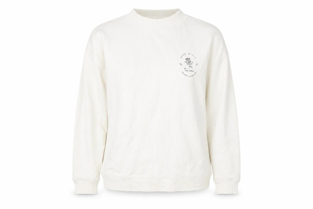 Front view of Jack Wills Women's White Pullover Sweatshirt, size 16