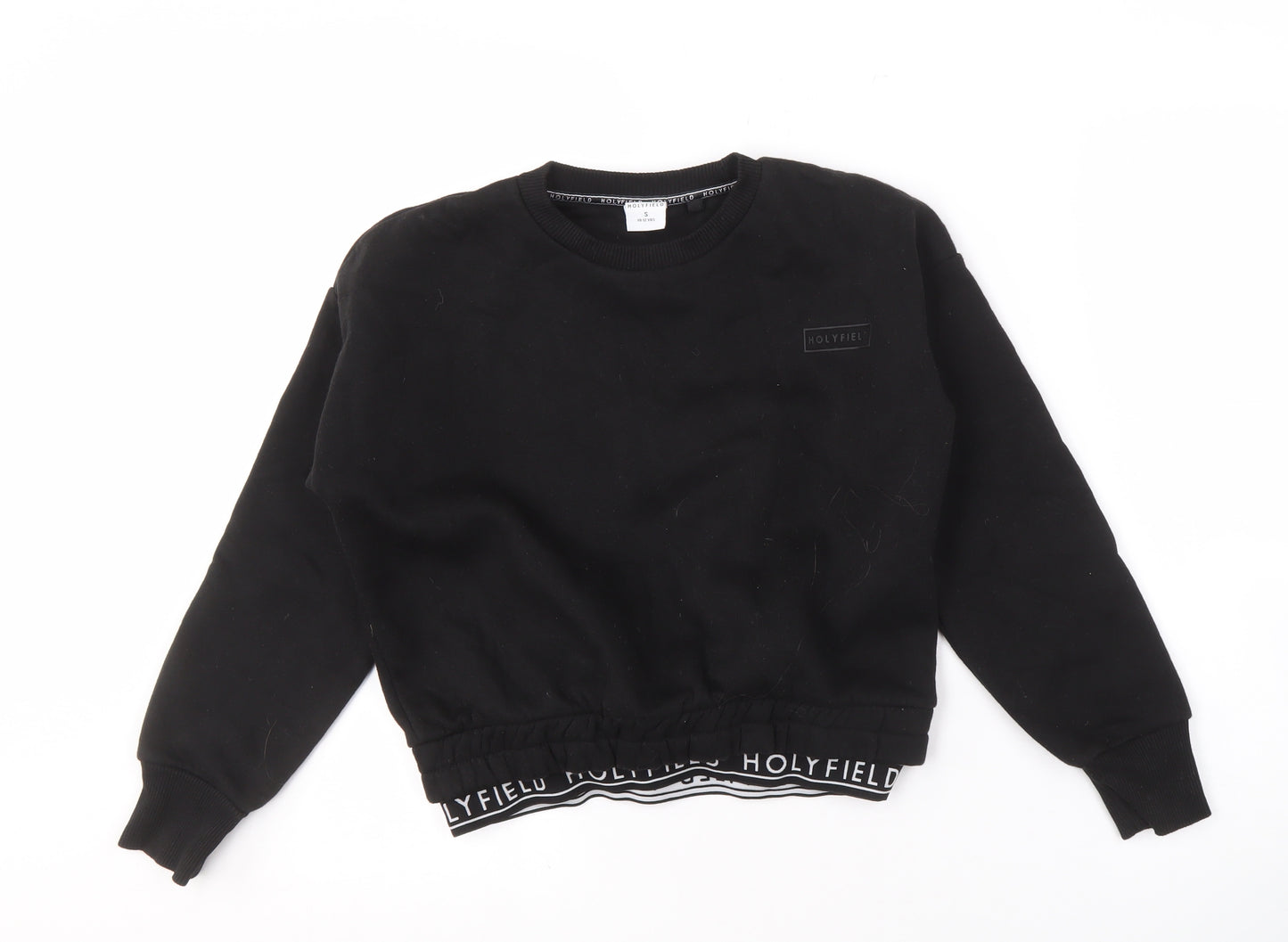 Holyfield Girls Black Pullover Sweatshirt S Logo Elastic Waist