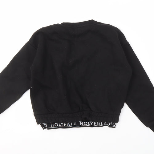 Holyfield Girls Black Pullover Sweatshirt S Logo Elastic Waist