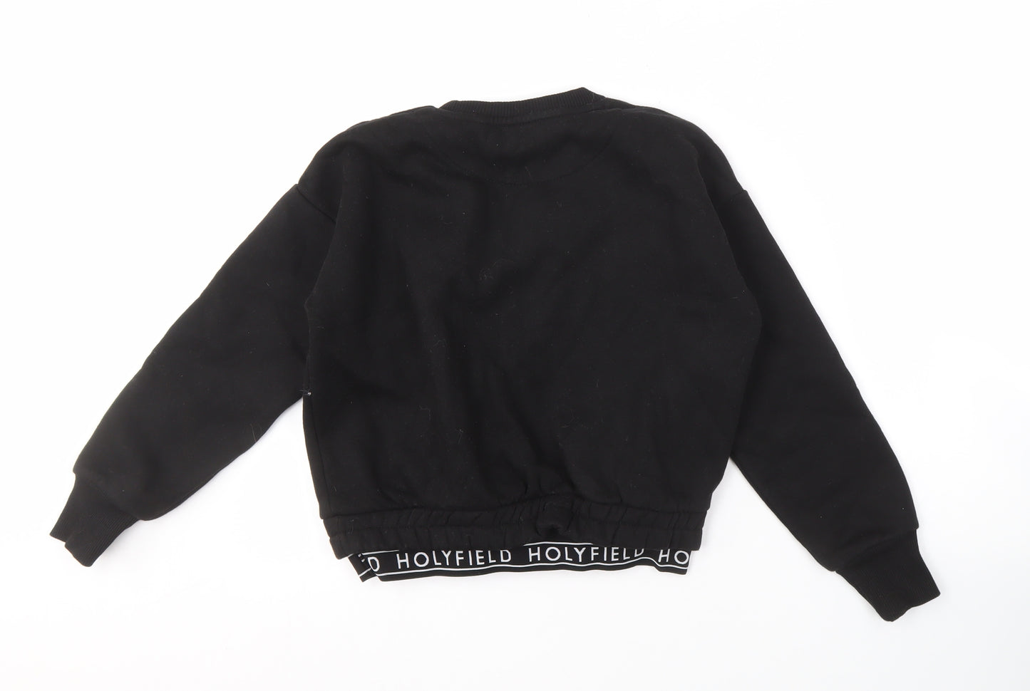Holyfield Girls Black Pullover Sweatshirt S Logo Elastic Waist