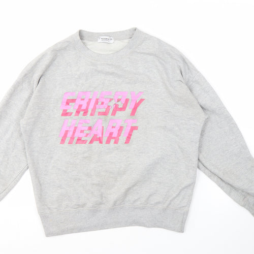 Pull&Bear Unisex Grey Graphic Print Sweatshirt S