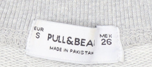 Pull&Bear Unisex Grey Graphic Print Sweatshirt S